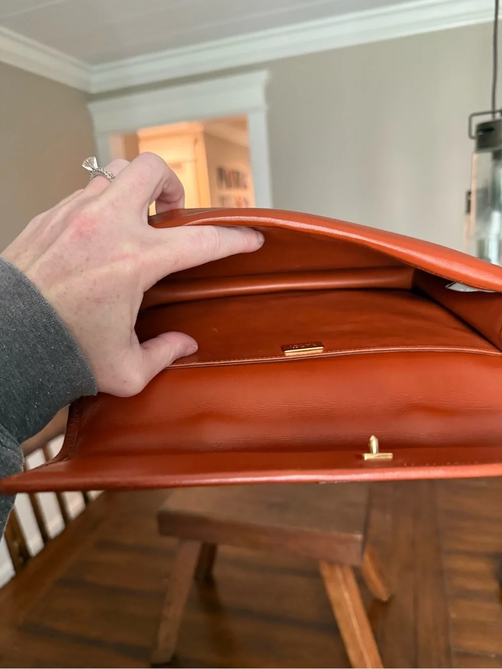 Vintage Bally Black Briefcase with Brown Trim Leather Handle